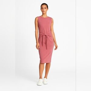 Susina  Soft Washed Red Midi T-shirt Dress Front Tie L